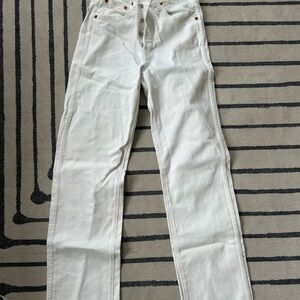 RE/Done White Straight-Leg Jeans